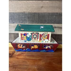 Vintage Hallmark Christmas Card Holder Gift Box Noah's Ark Lid 13.25” Long